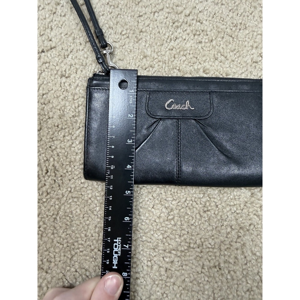 Coach Ashley Zip Wristlet Wallet Black Leather - Picture 8 of 9